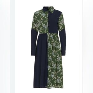 Paisley Patchwork Dress Midi/maxi Medium Pamela Love Navy Green Long Modest Fall